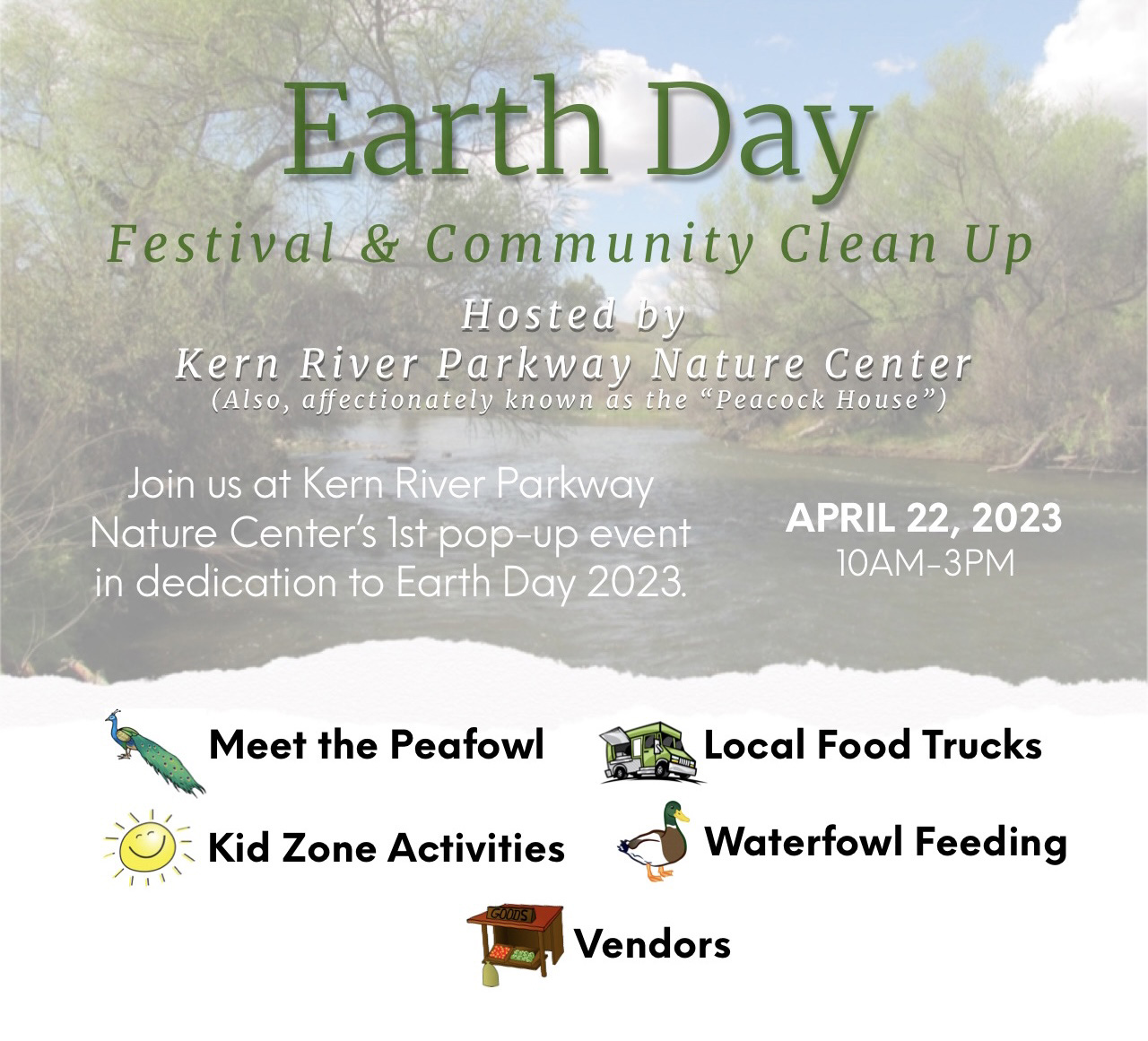 Earth Day Festival & Community Clean Up April 22, 2023, Kern River Parkway Nature Center